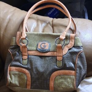 G By Guess Orange And Tan Handbag